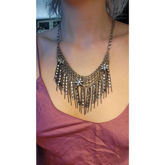 Unique Grunge Glam Floral Chainmaile Necklace - Picture 1 of 6